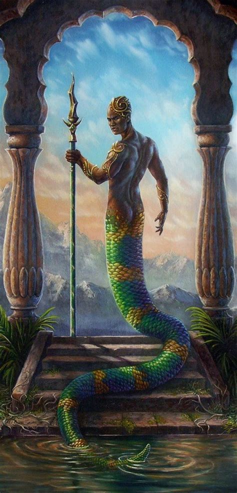 Fantasy Art Print African Ethinic Temple Snake Naga Merman - Etsy