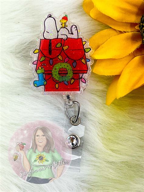 Snoopy Dog House With Christmas Lights on It Badge-peanuts Gang ...