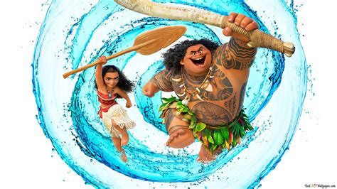 Moana and Maui 4K wallpaper download