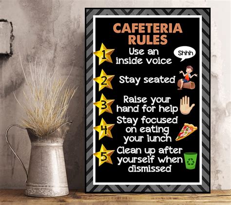 Amazon.com: 5 cafeteria Lunchroom Rules Cafeteria Teacher Sign Poster ...