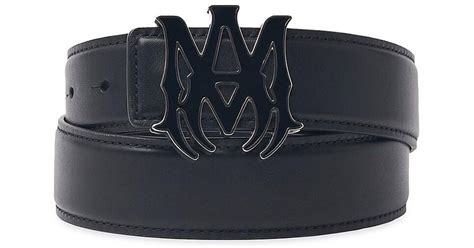 Amiri Enamel Logo Buckle Leather Belt in Black for Men | Lyst