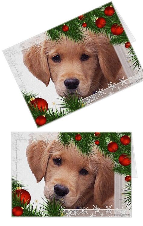 Golden Retriever Christmas Cards P01S Golden Retriever Art | Etsy