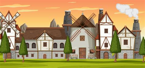 Ancient medieval village background 12193364 Vector Art at Vecteezy