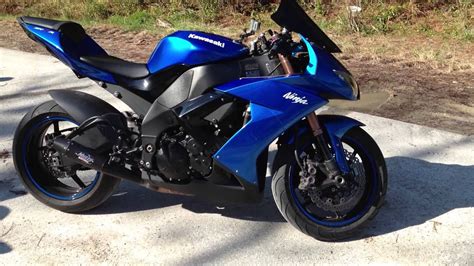 08 ZX10R Candy Plasma Blue Muzzy GP Exhaust - YouTube