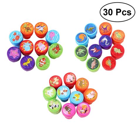 NUOLUX 30pcs 3 Styles Dinosaur Farm Animal Sea Ocean Stamps Cartoon Animal Stamp Set for Kids ...