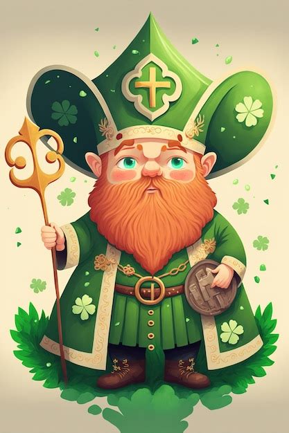 Premium AI Image | Leprechaun in green hat and ginger beard on green ...