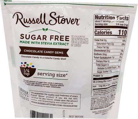 Russell Stover Sugar Free Chocolate Candy Gems 7.5 oz. bag