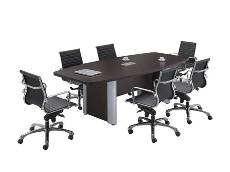 Modern Boat Shaped Conference Table and Chairs Set