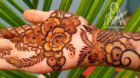 Beautiful trending Floral Mehndi Design For Palm || Free style Floral henna design - YouTube