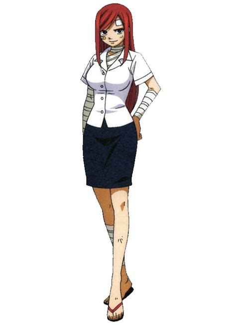 an anime character with red hair wearing a skirt and white shirt ...