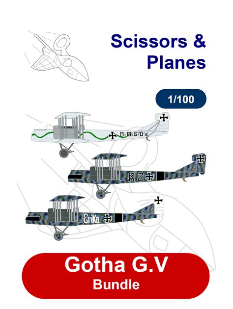 1/100 snp Gotha G.V Bundle Paper Model - EcardModels