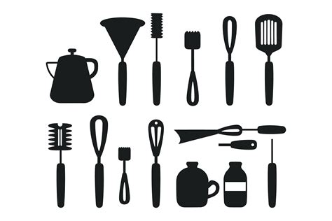 Kitchen Utensils Royalty Vector Silhouet Graphic by amazinart ...