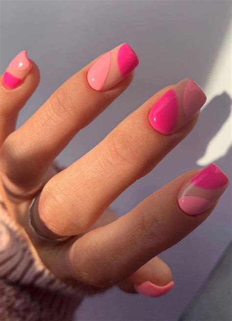 25 Cute Coloured French Tip Nail Ideas : Pink Contrast