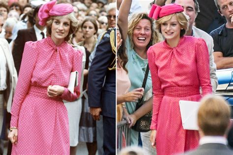 Royal Double Take! Emma Corrin Channels Princess Diana in Pink Polka ...