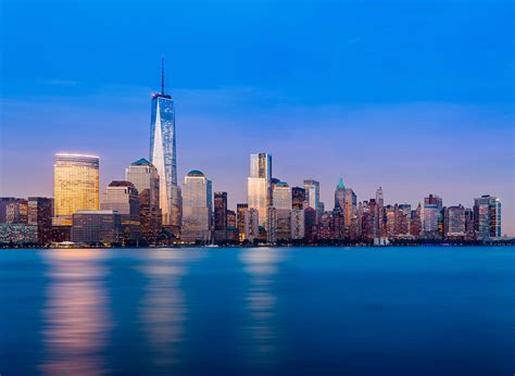 Skyline of Lower Manhattan at night Photograph by Steven Heap