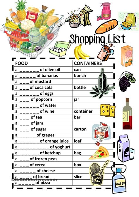 esl shopping - Google Search | Food containers, Vocabulary, Teaching ...