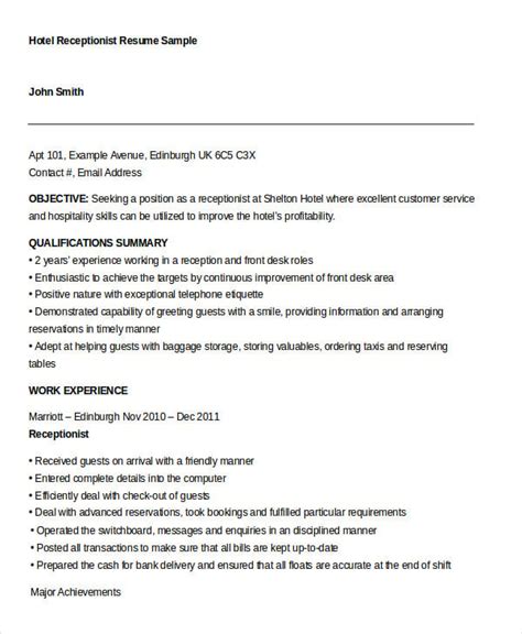 10+ Receptionist Resume Templates - PDF, DOC