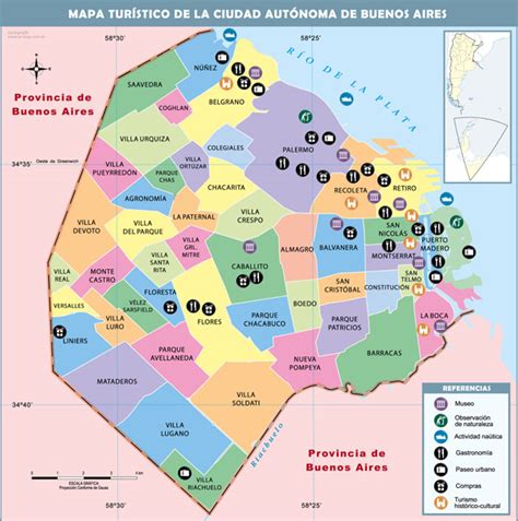 Large tourist and administrative subdivisions map of Buenos Aires city ...