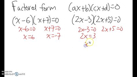 Solving quadratics in factored form - YouTube