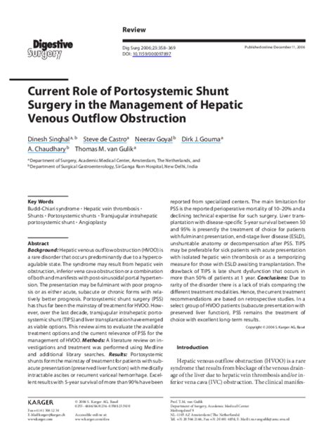 (PDF) Current Role of Portosystemic Shunt Surgery in the Management of ...