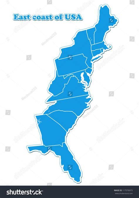 Usa East Coast Map Stock Illustration 117576973 | Shutterstock