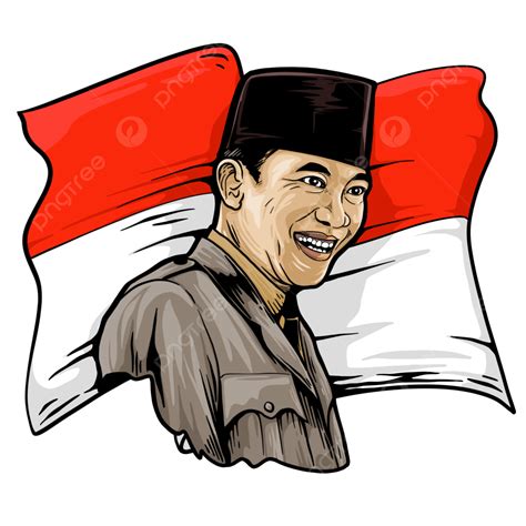 Irs Clipart Hd PNG, Ir Soekarno With Indonesian Flag, Indonesian Flag ...