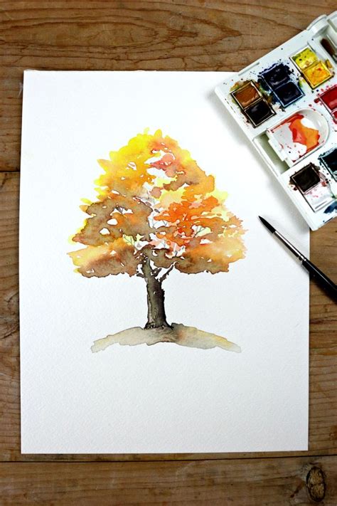 How to – Watercolor Autumn Tree