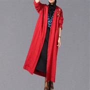 vintage red coats plus size embroidery baggy trench coat vintage side open coats