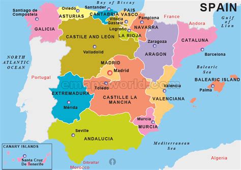 Spain States Map | States map of Spain | Spain Country States Map