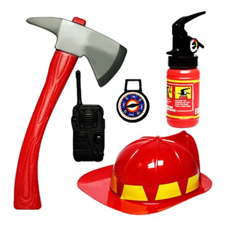 5Pcs Kids Boys Toy Fireman Costume Firefighter Role Play Set Helmet Extinguisher Hat Axe Crowbar ...