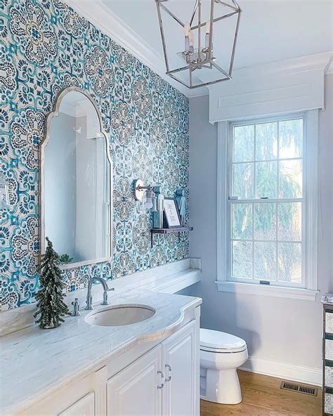 WallPops Blue Florentine Medallion Tile Wallpaper | Bathroom interior design, Bathroom design ...