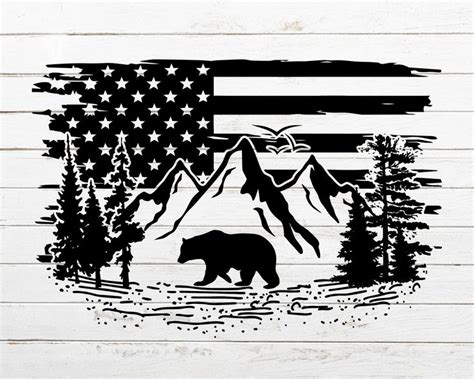 Mountain SVG, Bear SVG, Nature SVG, Flag Svg, Camping Svg, Mountain Scene Svg for Shirt ...