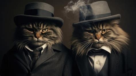 Premium Photo | Group of gangster cats