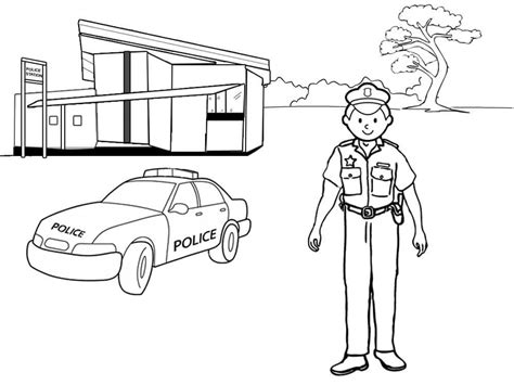 Police Officer and Police Car coloring page - Download, Print or Color Online for Free