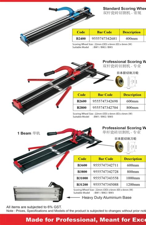 Manual Tile Cutter Johor Bahru (JB), Malaysia, Johor Jaya Supplier, Wholesaler, Supply, Supplies ...