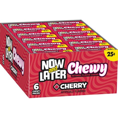 Now and Later, Cherry Chewy Candy, 0.93oz (Box of 24) - Walmart.com ...