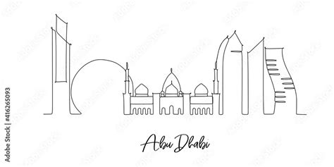 Abu Dhabi Landmark skyline - continuous one line drawing Stock Vector | Adobe Stock