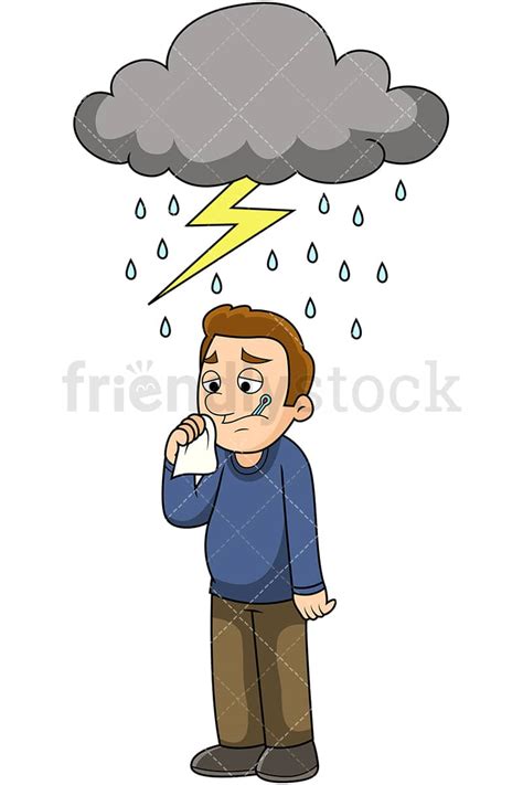 Man Feeling Under The Weather Cartoon Vector Clipart - FriendlyStock