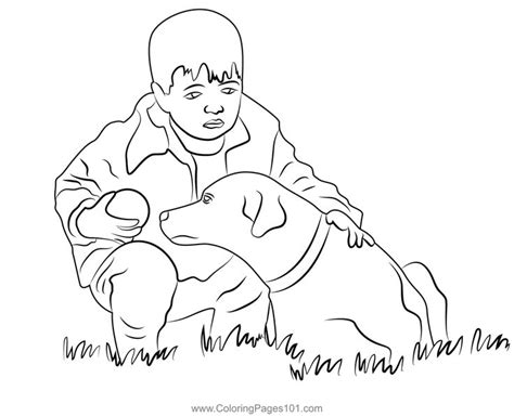 Boy Play With Dog Coloring Page | Dog coloring page, Boys playing ...