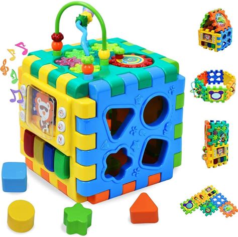 Amazon.com: Baby Activity Cube Toddler Toys - 6 in 1 Shape Sorter Toys Baby Activity Play ...