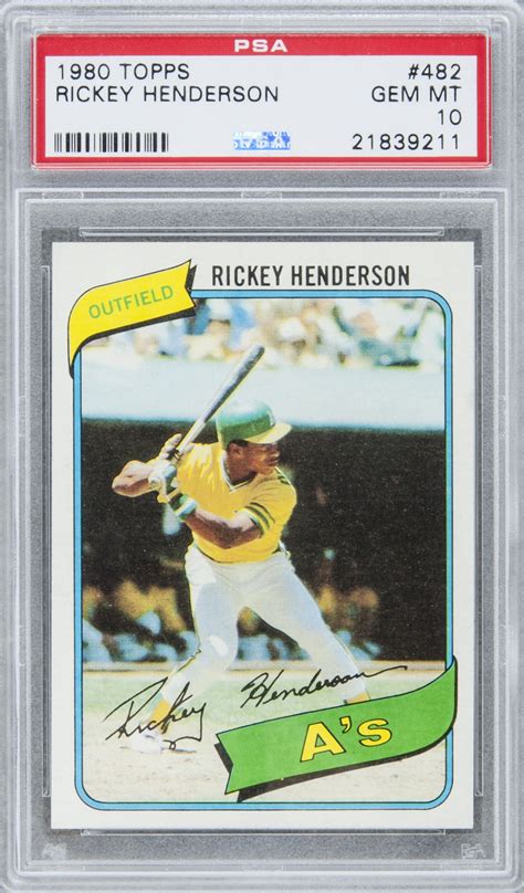 Lot Detail - 1980 Topps #482 Rickey Henderson Rookie Card - PSA GEM MT 10