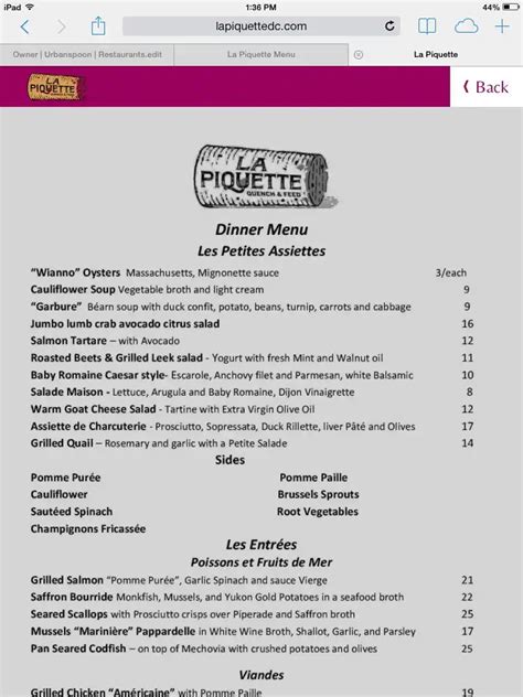 La Piquette Menu, Menu for La Piquette, Cleveland Park, Washington DC - Urbanspoon/Zomato