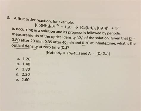 Solved 3. A first order reaction, for example, is occurring | Chegg.com