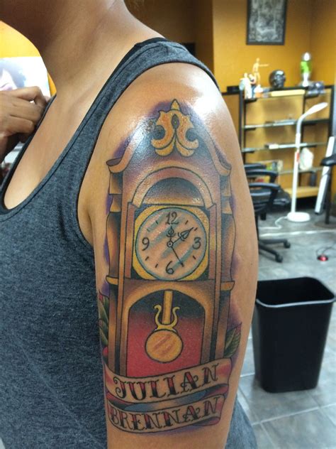 Grandfather Clock Tattoo done by Reagan Chapman at Texas Body Art. Love is a force more ...