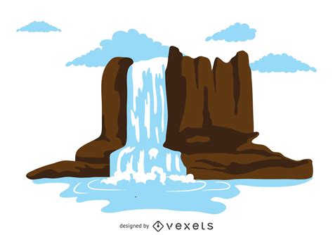 Waterfall Scenery Vector Illustration Png PNG Images AI, 43% OFF