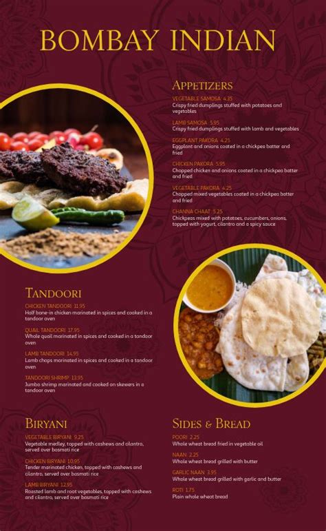 Upscale Indian Menu Design Template by MustHaveMenus