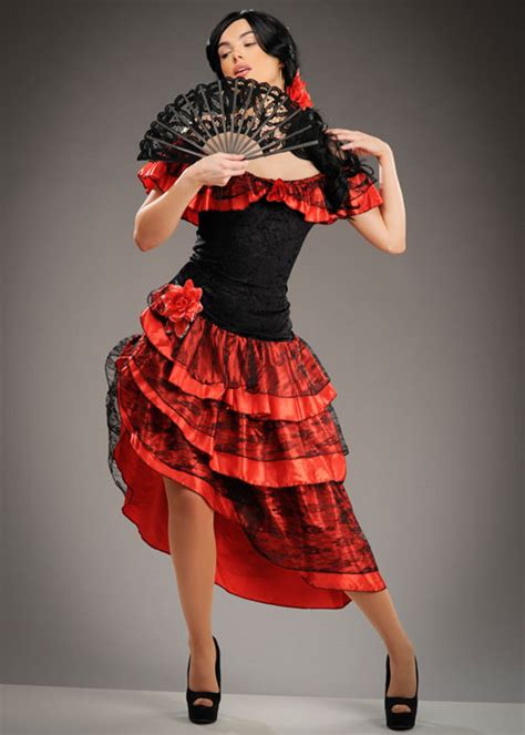 Ladies Red Spanish Senorita Flamenco Costume