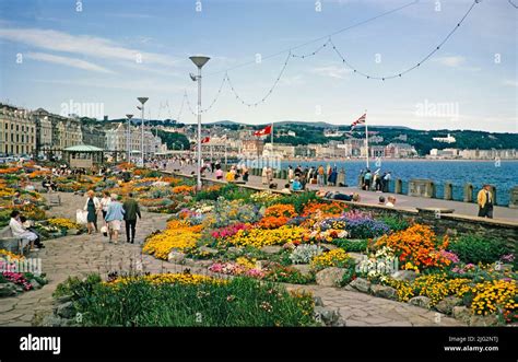 Seafront promenade and gardens, Douglas, Isle of Man, British Crown ...