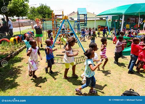 Young African Preschool Kids Playing in the Playground of a Kindergarten School Editorial Stock ...