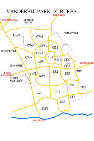 List of Suburbs in Vanderbijlpark | Amazing maps, Circular pattern, Map